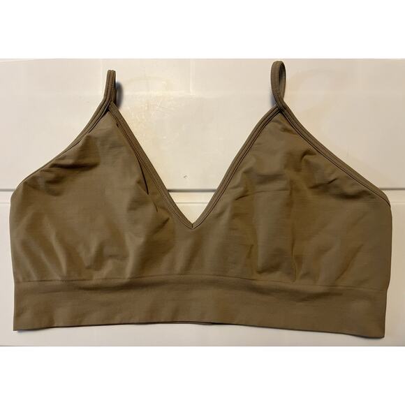 Skims Women's Bralette Size 1X Clay Non Wired Scoop V-Neck Pullover Adjustable - Picture 1 of 5